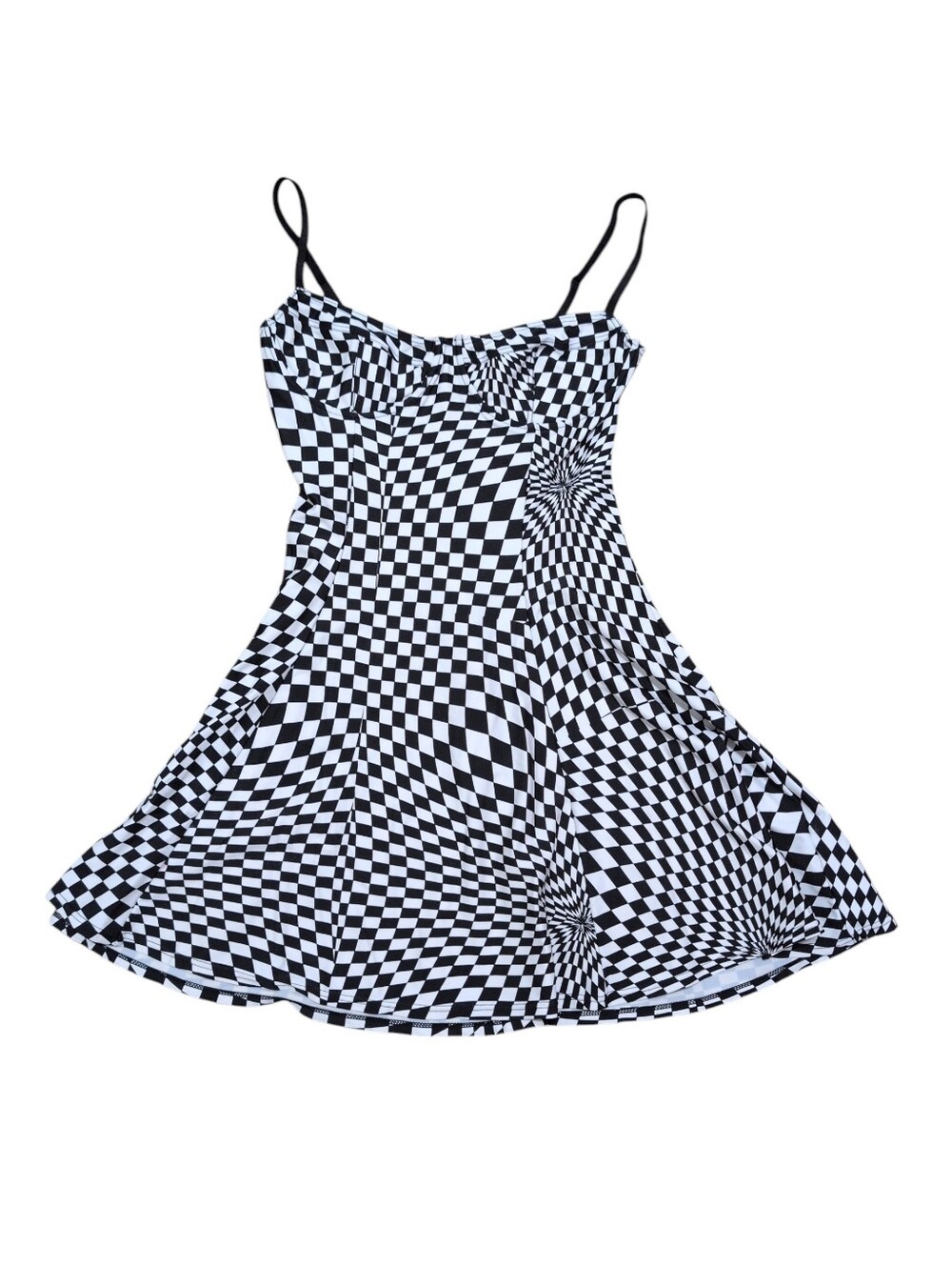 Current Mood Check On Me Mini Dress (Dolls Kill) Black White Checkered Underwire